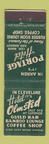Matchbook Cover - Portage Hotel Akron OH Hotel Olmstead Cleveland OH