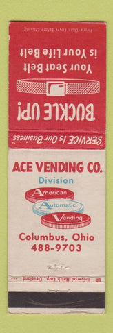 Matchbook Cover - Ace Vending Columbus OH Buckle Up Seat Belt