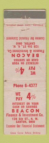 Matchbook Cover - Beacon Finance Canton OH WORN