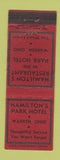 Matchbook Cover - Hamilton's Park Hotel Warren OH