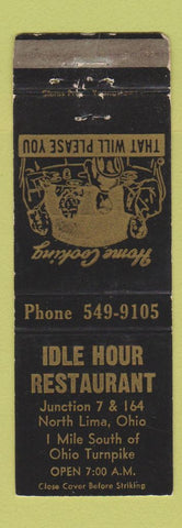 Matchbook Cover - Idle Hour Restaurant North Lima OH WEAR