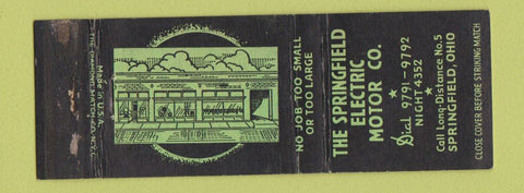 Matchbook Cover - Springfield Electric Motor Springfield OH WORN
