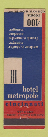 Matchbook Cover - Hotel Metropole Cincinnati OH