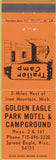 Matchbook Cover - Golden Eagle Park Motel Camping Spread Eagle WI
