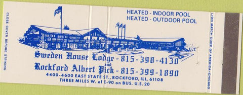 Matchbook Cover - Sweden House Lodge Rockford IL