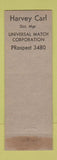 Matchbook Cover - Harvey Carl Universal Match Cleveland OH WEAR