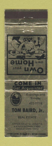 Matchbook Cover - Tom Baird Real Estate Middletown OH GOLD WEAR