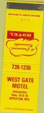 Matchbook Cover - West Gate Motel Appleton WI