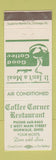 Matchbook Cover - Coffee Corner Restaurant Norwalk OH