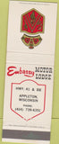 Matchbook Cover - Embassy Motor Lodge Appleton WI