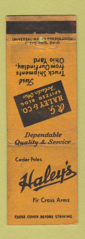 Matchbook Cover - Haley's Cedar Poles Toledo OH WORN