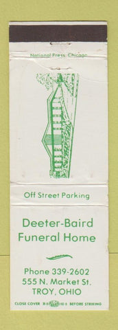 Matchbook Cover - Deeter Baird Funeral Home Troy OH
