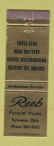 Matchbook Cover - Reeb Funeral Home Sylvania OH