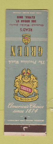 Matchbook Cover - Gruen Watches Read's Elyria OH