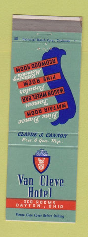 Matchbook Cover - Van Cleve Hotel Dayton OH