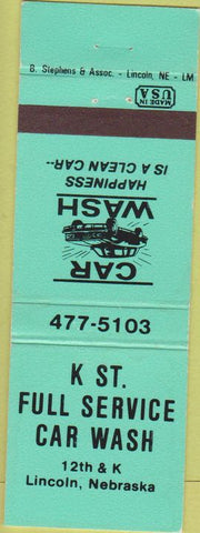Matchbook Cover - K St Car Wash Lincoln NE