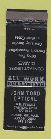 Matchbook Cover - John Todd Optical Akron OH
