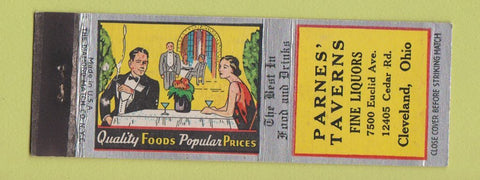 Matchbook Cover - Parnes' Taverns Cleveland OH deco