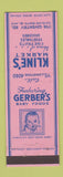 Matchbook Cover - Kline's Market Grocery Gerber Cleveland Heights OH
