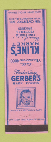 Matchbook Cover - Kline's Market Grocery Gerber Cleveland Heights OH