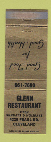 Matchbook Cover - Glenn Restaurant Cleveland OH