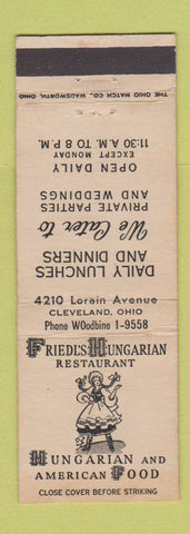Matchbook Cover - Friedl's Hungarian Restaurant Hungarian Cleveland OH