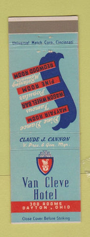 Matchbook Cover - Van Cleve Hotel Dayton OH BLUE