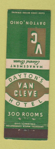 Matchbook Cover - Van Cleve Hotel Dayton OH GREEN