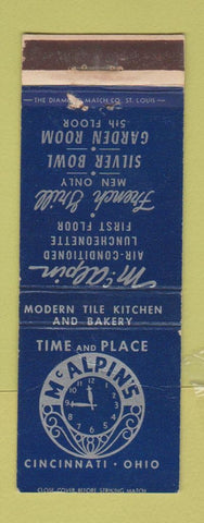 Matchbook Cover - McAlpin's Restaurant Cincinnati OH WEAR