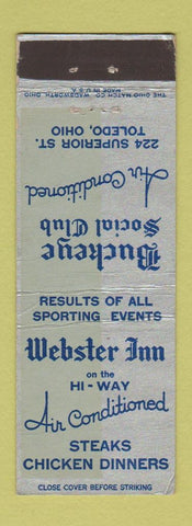 Matchbook Cover - Webster Inn Toledo OH Buckeye Social Club WEAR