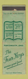 Matchbook Cover - Four Keys Restaurant Portsmouth OH WORN