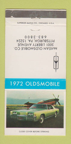 Matchbook Cover - 1972 Oldsmobile McKean Pittsburgh PA 30 Strike