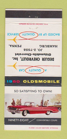 Matchbook Cover - 1960 Oldsmobile Degler Chevrolet Hamburg PA 30 Strike