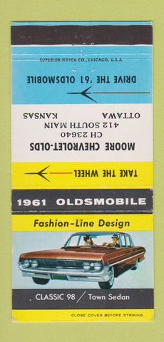 Matchbook Cover - 1961 Oldsmobile Ottawa KS Moore Chevrolet 30 Strike