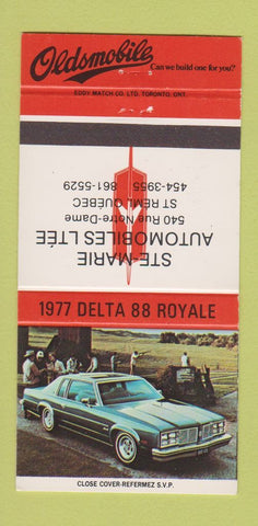 Matchbook Cover - 1977 Oldsmobile Ste Marie St Remi QC 30 Strike