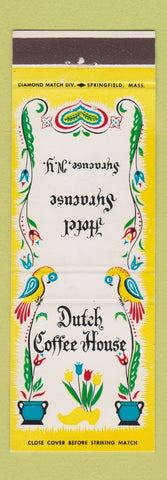 Matchbook Cover - Hotel Syracuse NY Dutch Coffee House