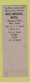 Matchbook Cover - New Imperial Hotel Niagara Falls NY