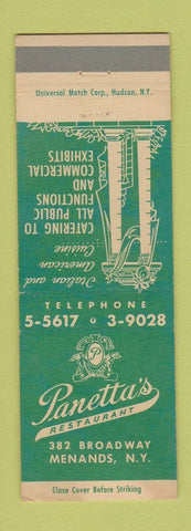 Matchbook Cover - Panetta's Restaurant Menands NY