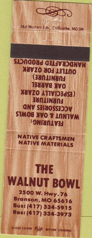 Matchbook Cover - Walnut Bowl Branson MO