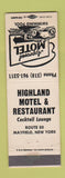 Matchbook Cover - Highland Motel Restaurant Mayfield NY