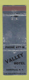 Matchbook Cover - Valley Hotel Dansville NY WEAR