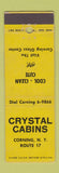 Matchbook Cover - Crystal Cabins Corning NY