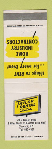 Matchbook Cover - Taylor Rental Centers Clarence NY