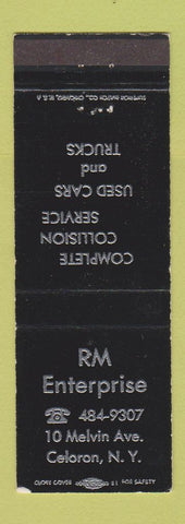 Matchbook Cover - RM Enterprises Auto Body Used Cars Celoron NY WEAR
