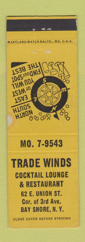 Matchbook Cover - Trade Winds Cocktail Lounge Restaurant Bay Shore NY