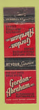Matchbook Cover - Gordon Abraham Drug Store Plattsburg NY WORN