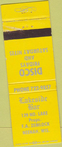 Matchbook Cover - Lakeside Bar Disco Neenah WI