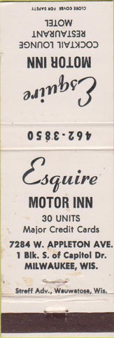 Matchbook Cover - Esquire Motor Inn Milwaukee WI WORN