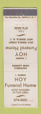 Matchbook Cover - Hoy Funeral Home West Seneca NY WEAR