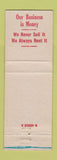 Matchbook Cover - 1st National Bank Waterloo NY WEAR